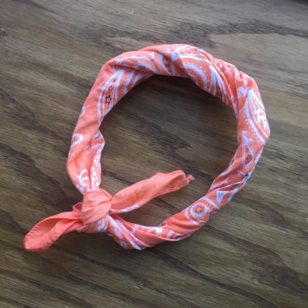Distressed coral colored neck scarf/bandana